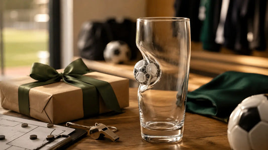 Handgemachtes Fußballglas als persönliches Geschenk für einen Fußballtrainer