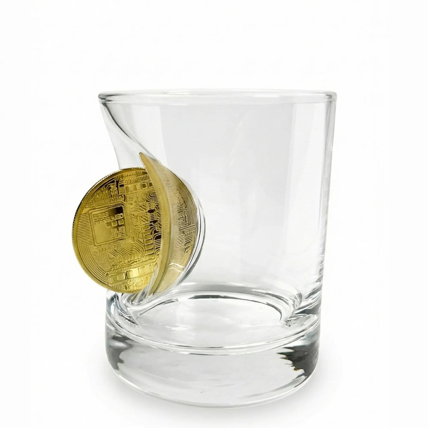 Bitcoin Whiskyglas mit eingearbeiteter Münze – handgemachtes Krypto Geschenk – handgemachtes Geschenkglas von MELTGlas