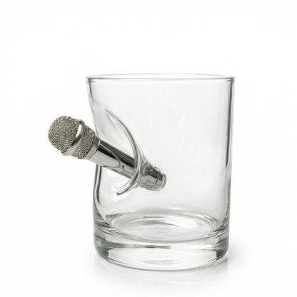 Mikrofon Whiskyglas – handgemachtes Geschenk für Musiker und Sänger als originelle Geschenkidee für besondere Anlässe – handgemachtes Glas von MELTGlas