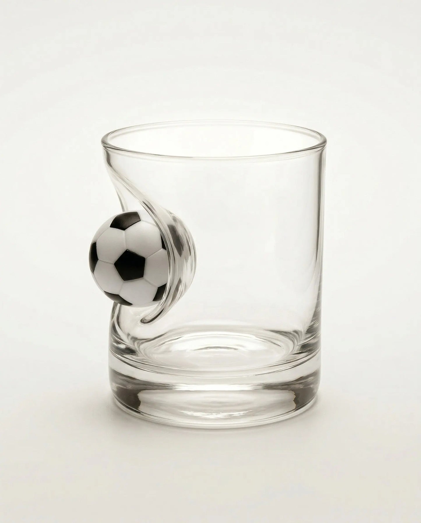 Fußball Whiskyglas mit eingearbeitetem Ball – handgemachtes Geschenk als Geschenkidee für Bar und Hausbar – handgemachtes Glas von MELTGlas