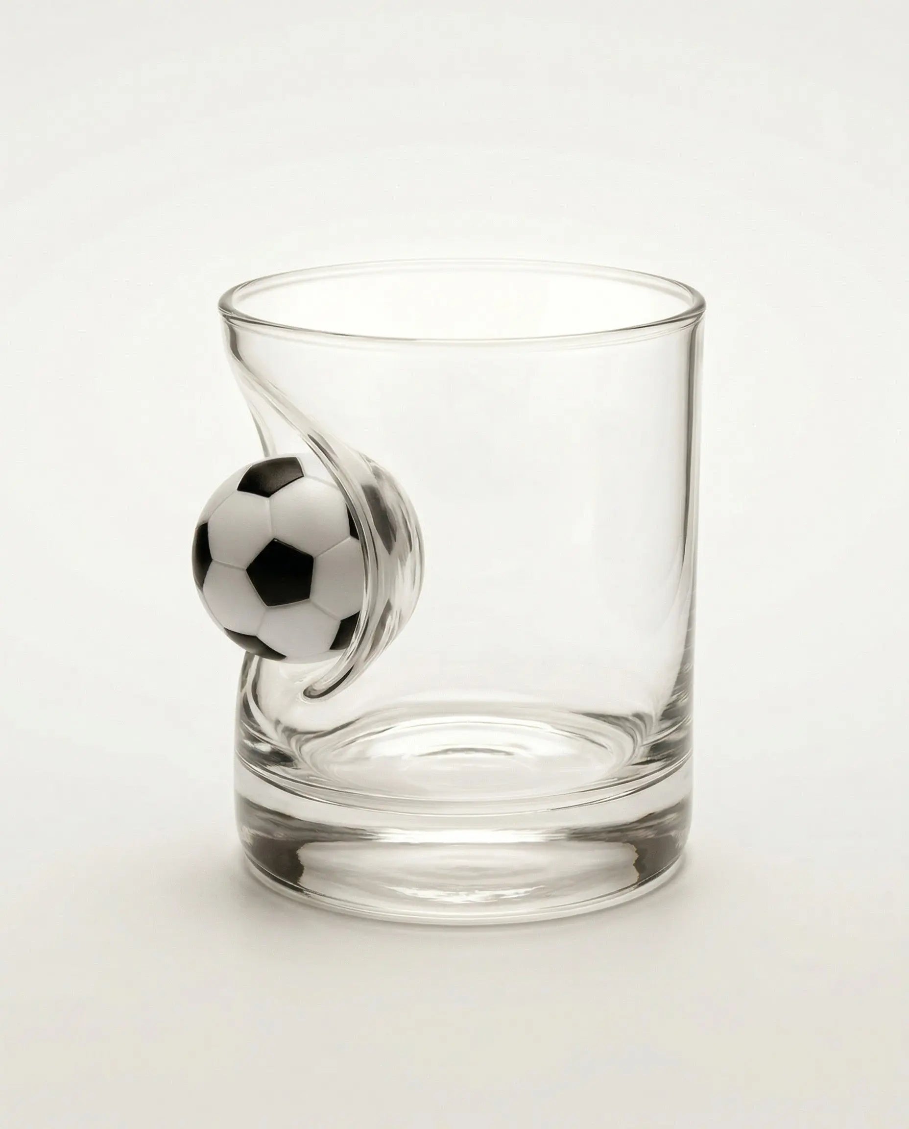 Fußball Whiskyglas mit eingearbeitetem Ball – handgemachtes Geschenk als Geschenkidee für Bar und Hausbar – handgemachtes Glas von MELTGlas
