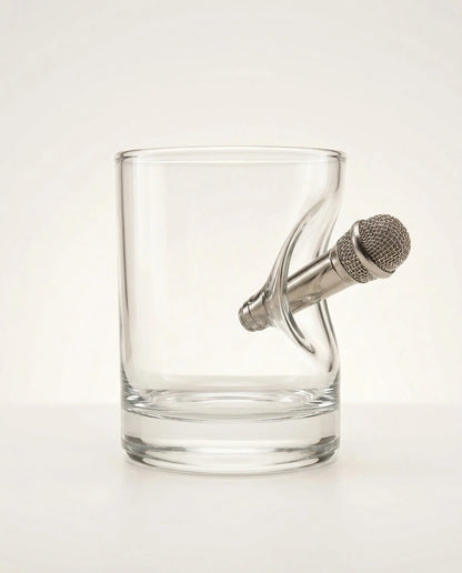 Mikrofon Whiskyglas – handgemachtes Geschenk für Musiker und Sänger – handgemachtes Unikat von MELTGlas